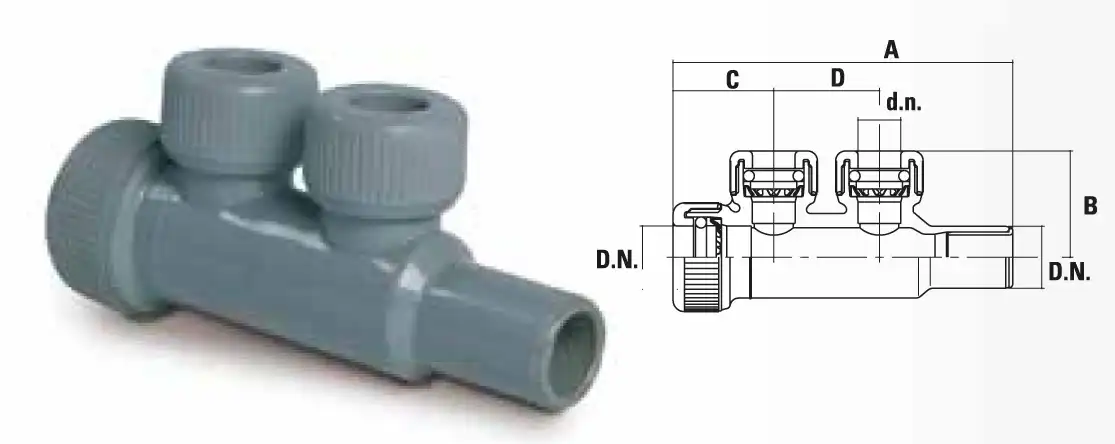 Male-Female Two Outlet Manifold